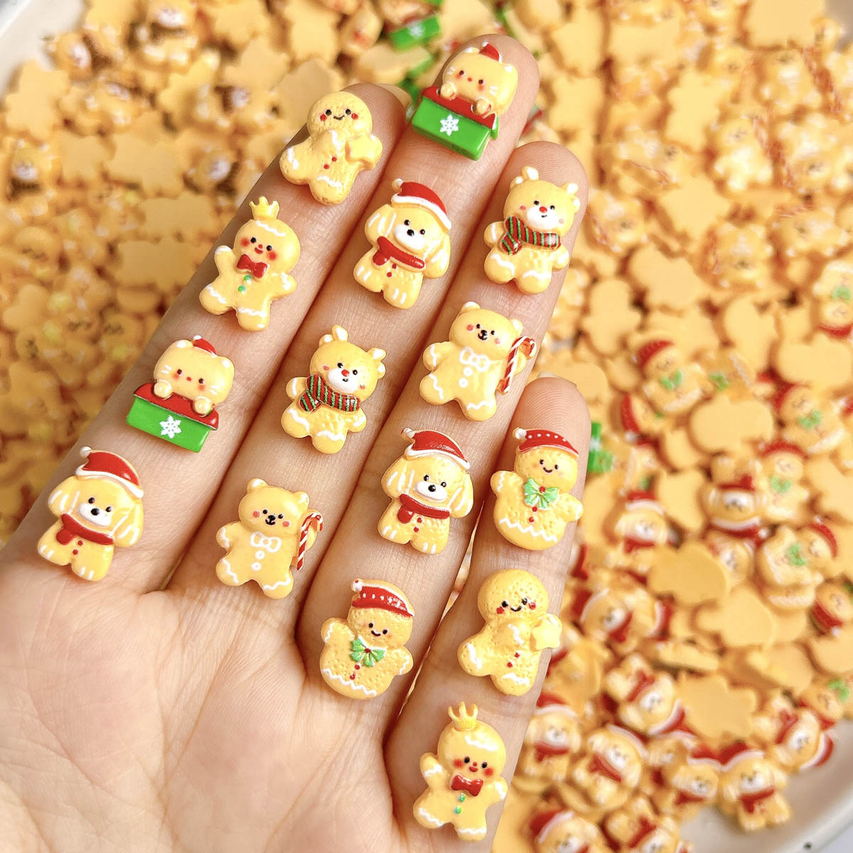 Nail Art Xmas Design - 20개 귀여운 크리스마스 진저브레드맨 엘크 레진