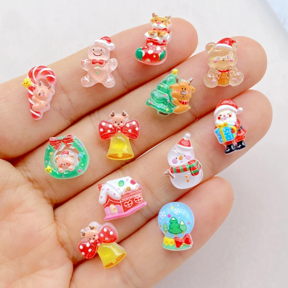 50pcs 수지 미니 만화 크리스마스 눈사람 나무 산타 - Nail Art Xmas 리뷰 및 가격