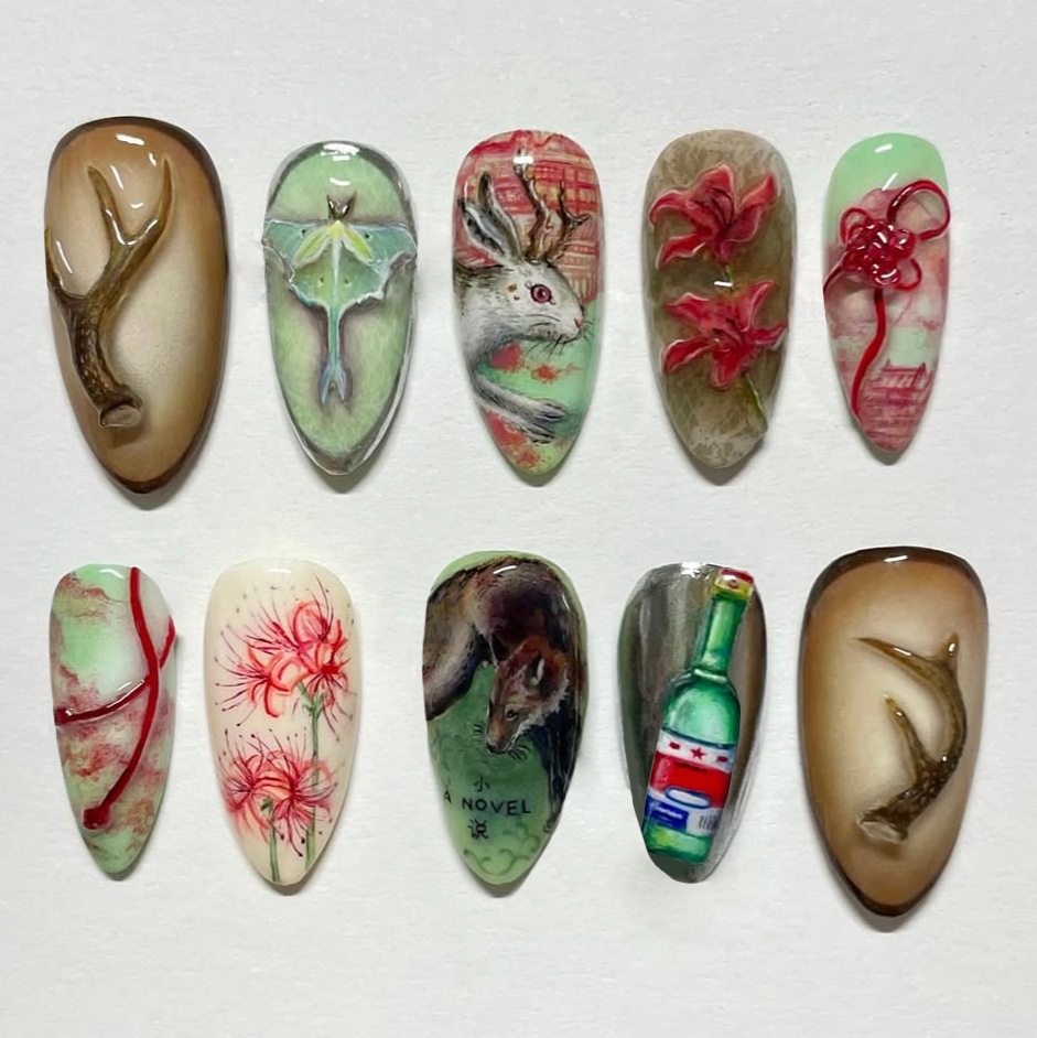 24개 빈티지 컨트리 스타일 네일 팁 귀여운 만화 어린 - Nail Art Y2K 리뷰 및 가격