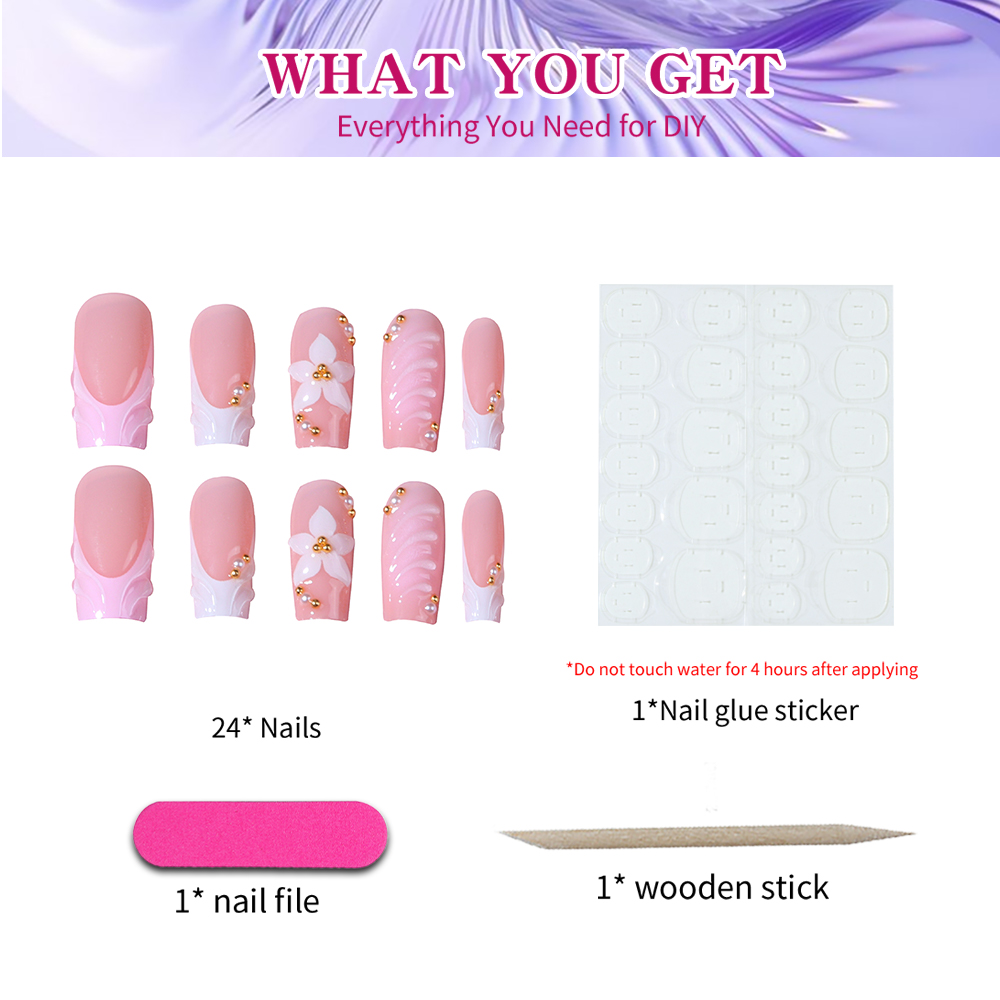 한 상자에 24개씩 들어있습니다. 직사각형 3D 젤 플 - Nail Art Y2K 리뷰 및 가격