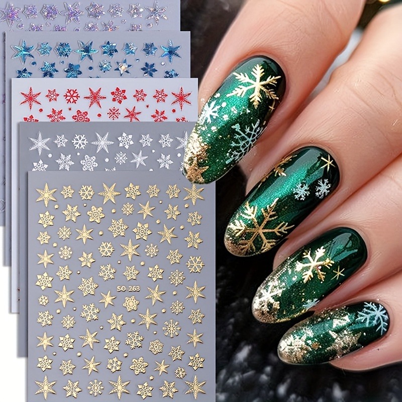 5PCS 크리스마스 눈송이 별 네일 스티커, 네일 장식 - Nail Art Xmas Design 리뷰 및 가격