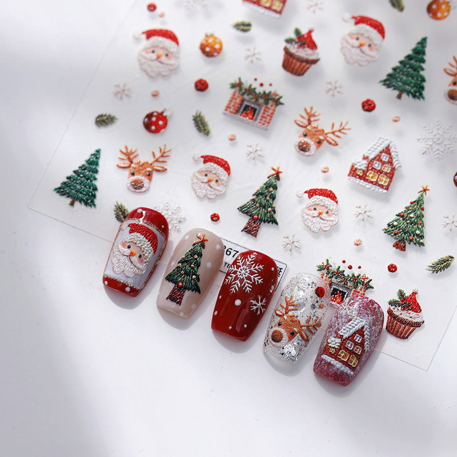 귀여운 크리스마스 곰 & 진저브레드 네일 스티커 - 크 - Nail Art Xmas Design 리뷰 및 가격