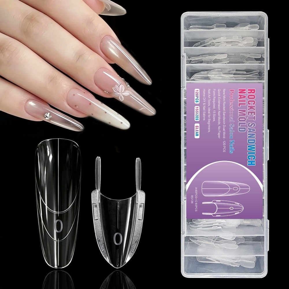 120개 로켓 모양 샌드위치 듀얼 네일 폼 클리어 DI - Nail Art Y2K 리뷰 및 가격