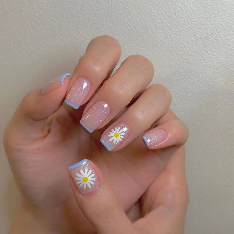 24개/세트 여성용 짧은 인조 손톱, 프렌치 누드 스퀘 - Nail Art Y2K 리뷰 및 가격