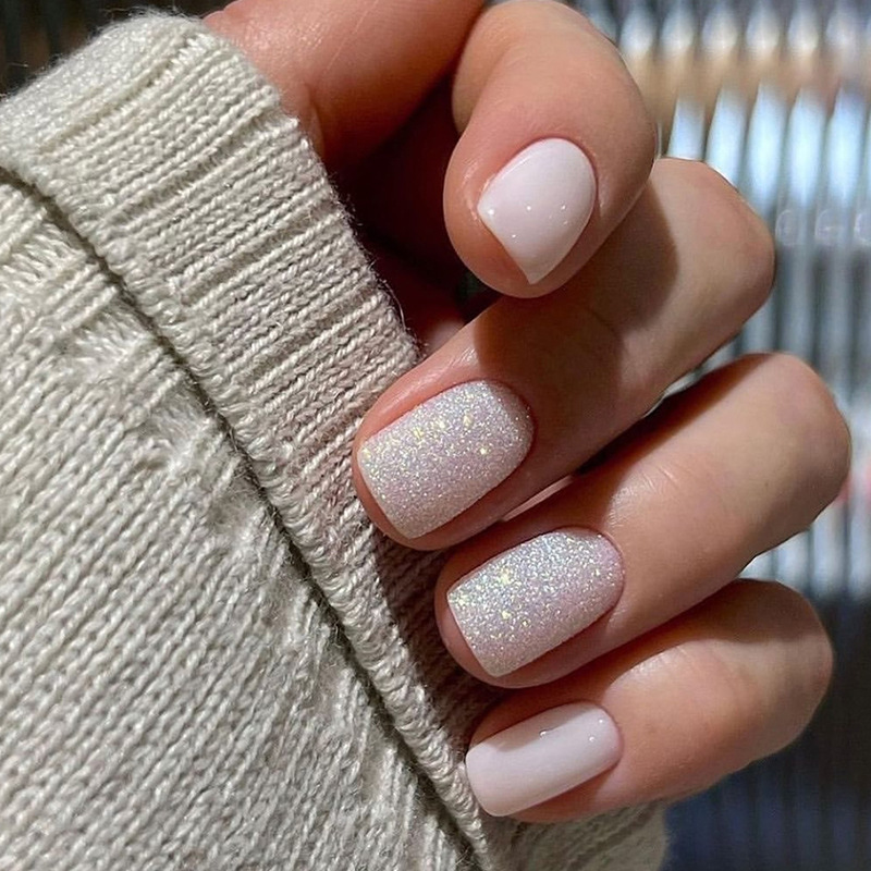 24개/세트 여성용 짧은 인조 손톱, 프렌치 누드 스퀘 - Nail Art Y2K 리뷰 및 가격