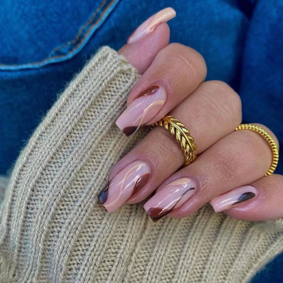 여성용 짧은 중간 길이 인조 손톱 Y2K 그라데이션 블 - Nail Art Y2K 리뷰 및 가격