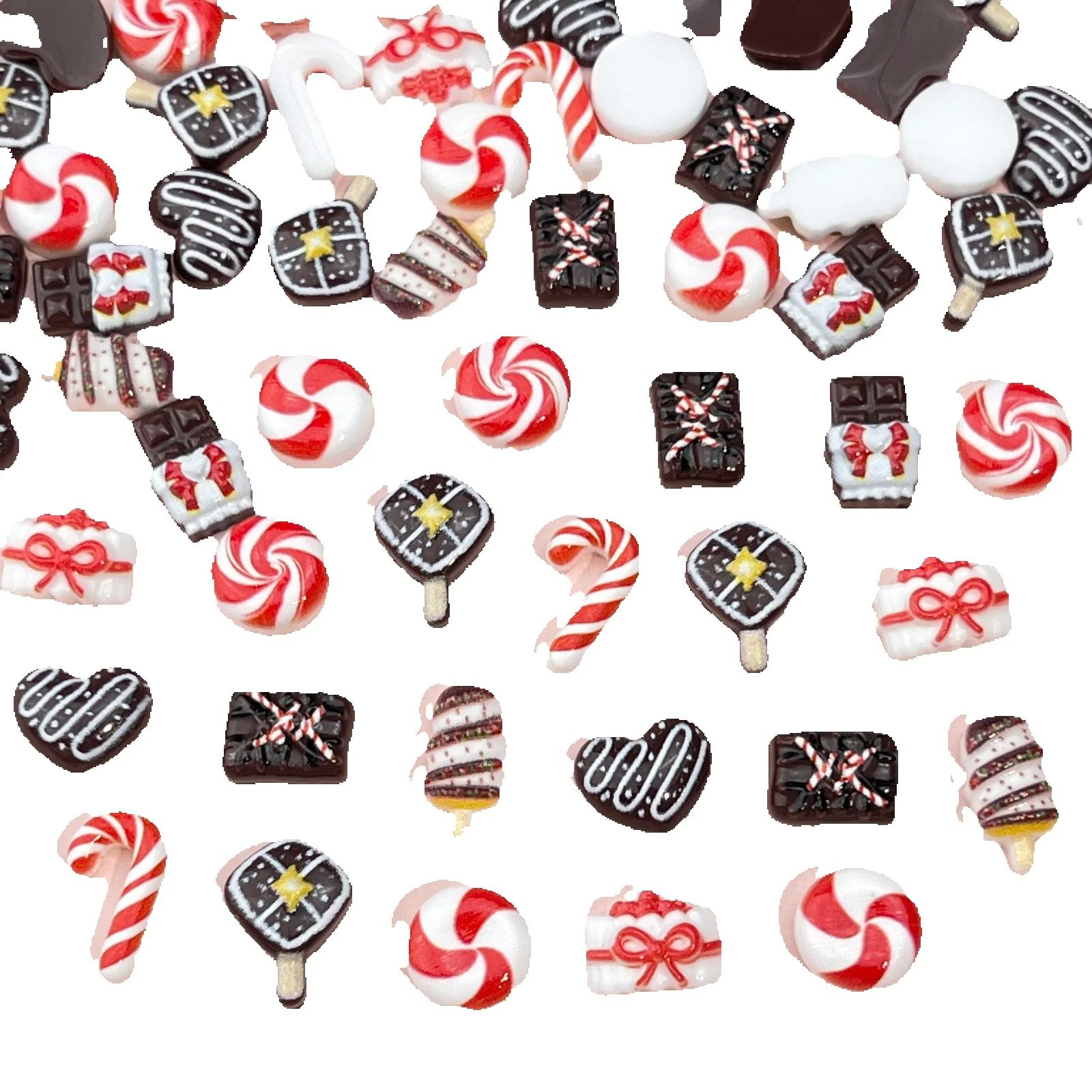 50개 레진 미니 크리스마스 초콜릿 장식 만화 마법 지 - Nail Art Xmas 리뷰 및 가격