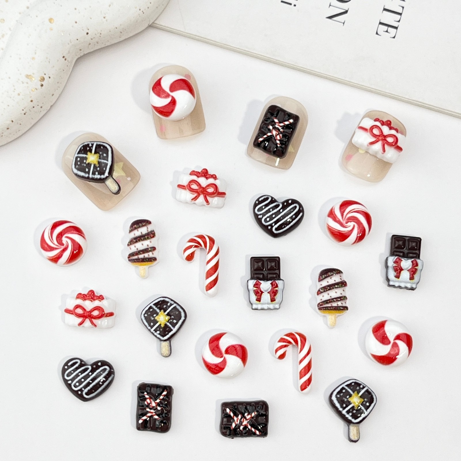 50개 레진 미니 크리스마스 초콜릿 장식 만화 마법 지 - Nail Art Xmas 리뷰 및 가격