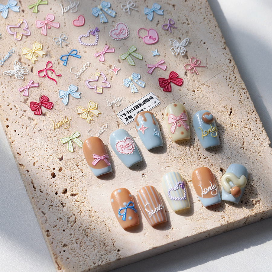 텐서 네일 파스텔 보우 하트 나비 귀여운 네일 스티커  - Nail Art Elegan 리뷰 및 가격