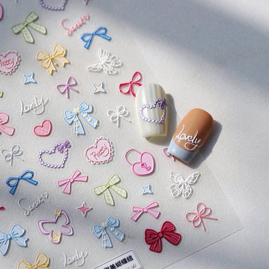 텐서 네일 파스텔 보우 하트 나비 귀여운 네일 스티커  - Nail Art Elegan 리뷰 및 가격